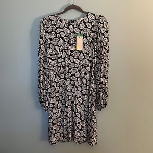 Boden Black and White Paisely Print Dress NWT